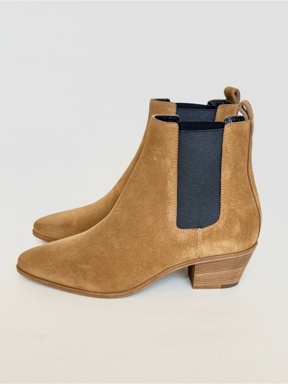 Saint Laurent Wyatt Chelsea Booties in Tan Suede with 2” Heel Stack - Italy - Picture 4 of 13